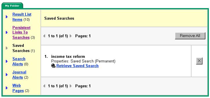 Persistent Links to Searches You have the ability to add a persistent link to a search to your folder.