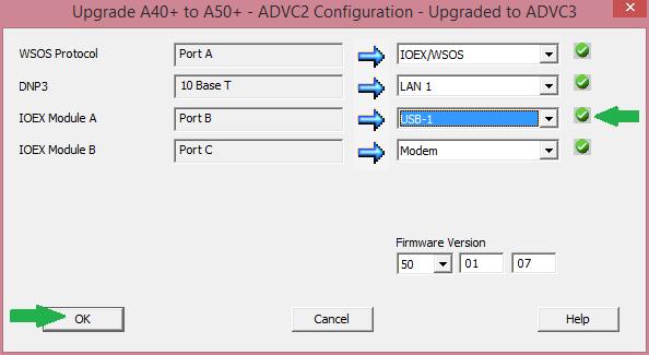 The user can then click on the OK button to confirm the Port selection and complete the configuration upgrade process. Figure 9: Confirm Port Selection 10.