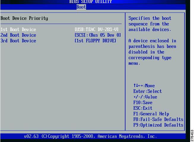 Figure B-17 Boot Device Priority Options d. Use the arrow keys to select the CD/DVD device, and then press the Enter key. e.