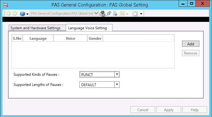 PAS Global Setting Aspect Section 2 Installation and Configuration Item Max Retry Retry Interval Max Repeat Repeat Interval Description Number of retries during failure of the announcement.