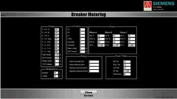 5.2 Breaker Metering The Breaker Metering screen shows all real time metering values for Voltage, Current, Power, Temperature and Energy (Figure 45).