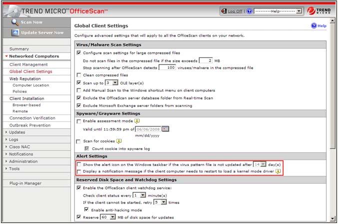 2.8 Global Client Settings 2.8 Global Client Settings Settings in the "Global Client Settings" dialog box The global settings relate to all virus scan clients registered on the virus scan server.