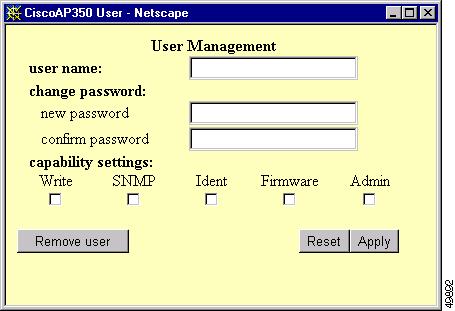 Chapter 8 Setting Up Administrator Authorization Figure 8-17 User Management Window Step 4 Step 5 Enter a username and password for the new user.