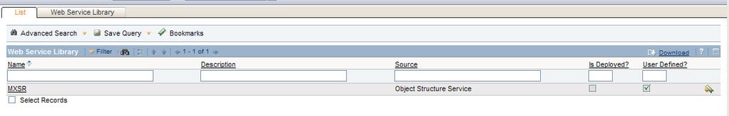 Select the MXSR object structure by selecting the corresponding checkbox.