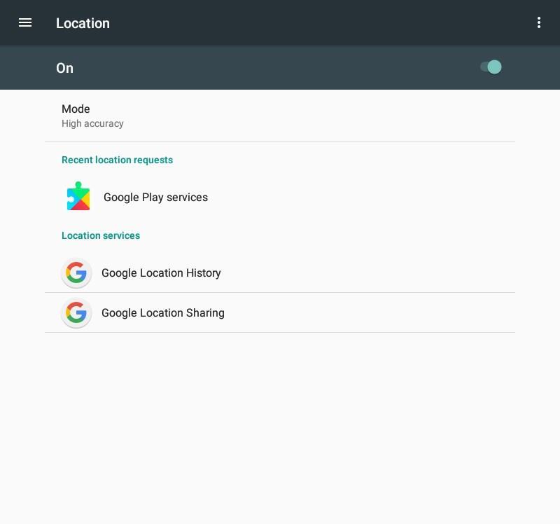 ` 2.8 Location Services The Location Services setting allows applications to access your whereabouts; apps such Google Maps require this