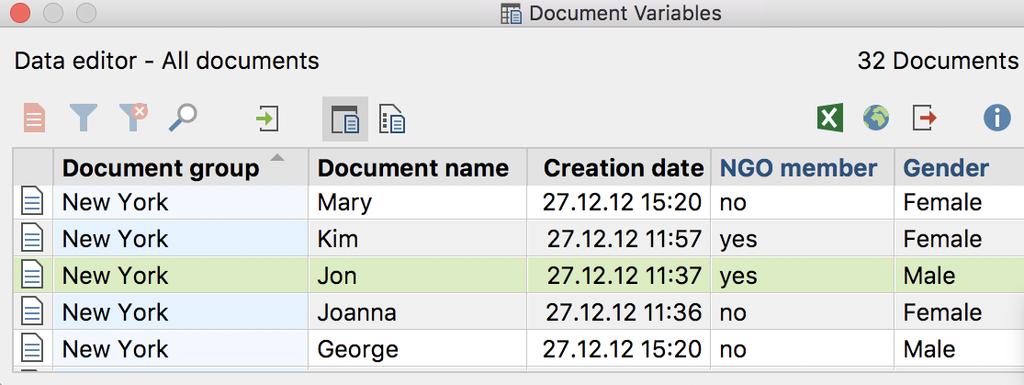 17 - Variables Document and Code Variables in MAXQDA MAXQDA differentiates between document variables and code variables : Document Variables Document variables are associated with an entire