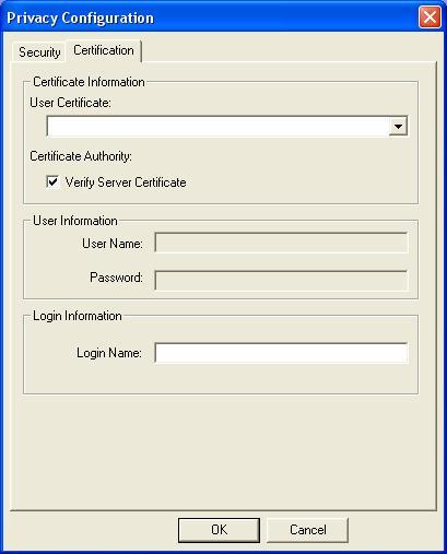 Certification Tab After you select the EAP type, you need to click Certification Tab to make advanced setting. The following describes configuration of each available EAP type.