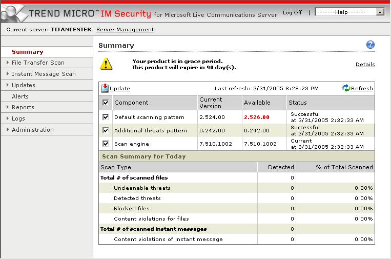 Trend Micro IM Security Getting Started Guide Web-based Management Console IM Security provides a Web-based management console that allows you to configure IM Security anytime and from anywhere on
