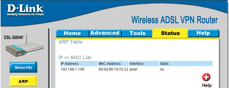 ARP ARP (Address Resolution Protocol) Table shows the mapping of Internet (IP) addresses to Ethernet (MAC) addresses.