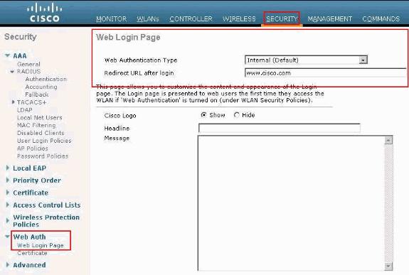 Note: In WLC versions 5.0 and later, the logout page for web authentication can also be customized.