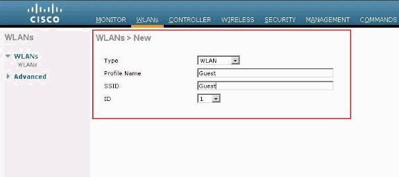Add a WLAN Instance Now that Internal web authentication has been enabled and there is a VLAN interface dedicated for web authentication, you must provide a new WLAN/SSID in order to support the web