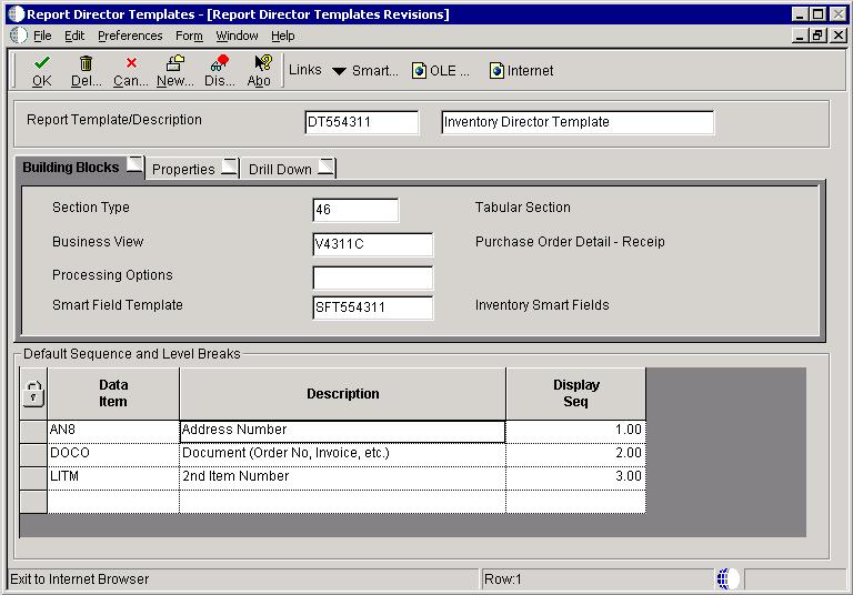 Creating Custom Smart Field Templates and Reports Display Seq Indicates the sequence in which the data selection fields appear on the Smart Field Data Selection form of the Director.
