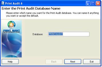 Step 16: Select Password for PrintAudit User (SQL Server Only) Print Audit 6 automatically creates a user named "PrintAudit" and gives that user permissions to the Print Audit 6 database.