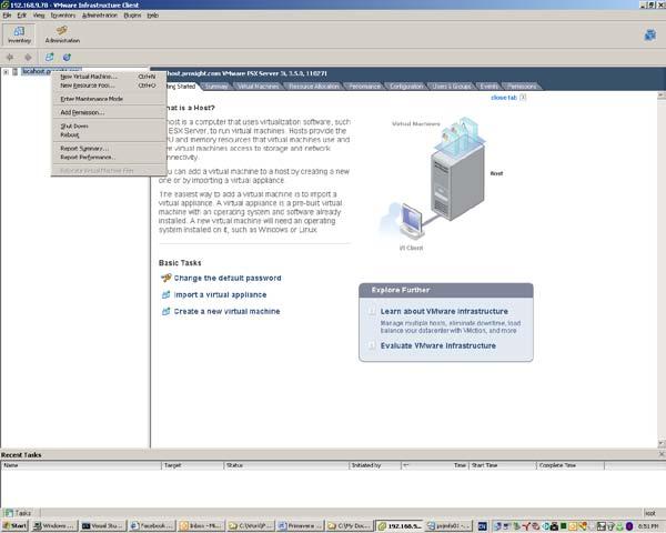 1 Connect to your VMware server using the VMware Infrastructure Client or