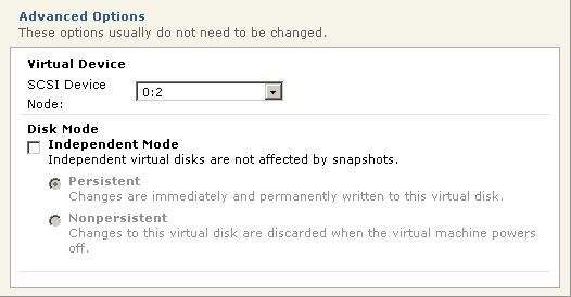 7 To install the virtual disk in the same location as the virtual machine, select Use the virtual machine s datastore.