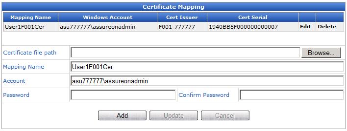 Map User Certificate User certificates must be mapped to an Assureon user account in order to access archived files.