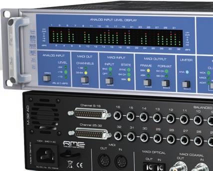 M-32 AD M-16 AD 32/16-Channel 192 khz Analog to MADI/ADAT Converter Converter RME's M-32 AD is a 32-channel high-end AD converter, easy to operate yet having a comprehensive feature set.