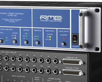 The unit's unique set of features includes analog limiters, three hardware reference levels up to +24 dbu, MADI and ADAT I/O up to 192 khz, 6.