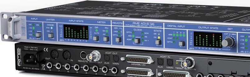Analog and digital limiters, 4 hardware reference levels up to +24 dbu, AES/EBU and ADAT I/O (optional MADI I/O) at up to 192 khz, remote control via