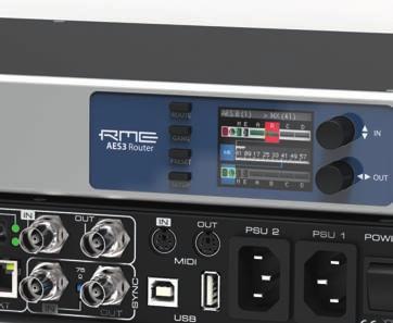 Apart from optical, coaxial and twisted pair MADI connections, the AES3 Router provides four D-sub 25-pin ports, carrying 32 audio channels both in and out of the device.