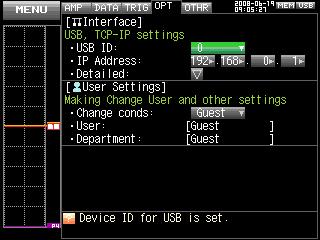 Setting IP Address or USB ID To connect to a PC, configure the device's interface settings.