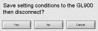 Operation Yes No Cancel Description Click this button to save the setting conditions on this software in the GL900 device and exit.