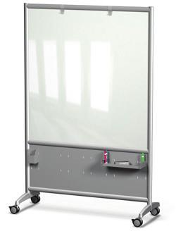 GLASS BOARDS MOBILE DRY ERASE Portable collaboration tool FEATURES Symmetry Office Portable Glass Boards utilize a European design and are engineered to be light weight, easy to move, and durable.