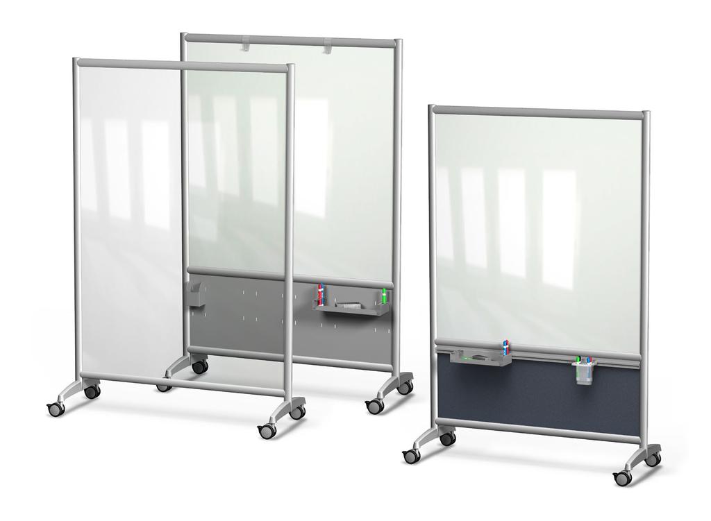 They can be used in conference rooms, training rooms, meeting rooms, private offices, and at workstations as a portable privacy partition or a rolling cubical door.