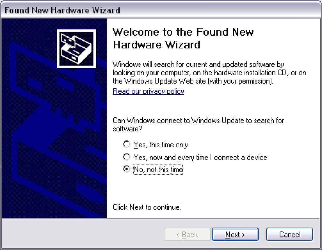 5.2.1 Found New Hardware Wizard Figure 5.