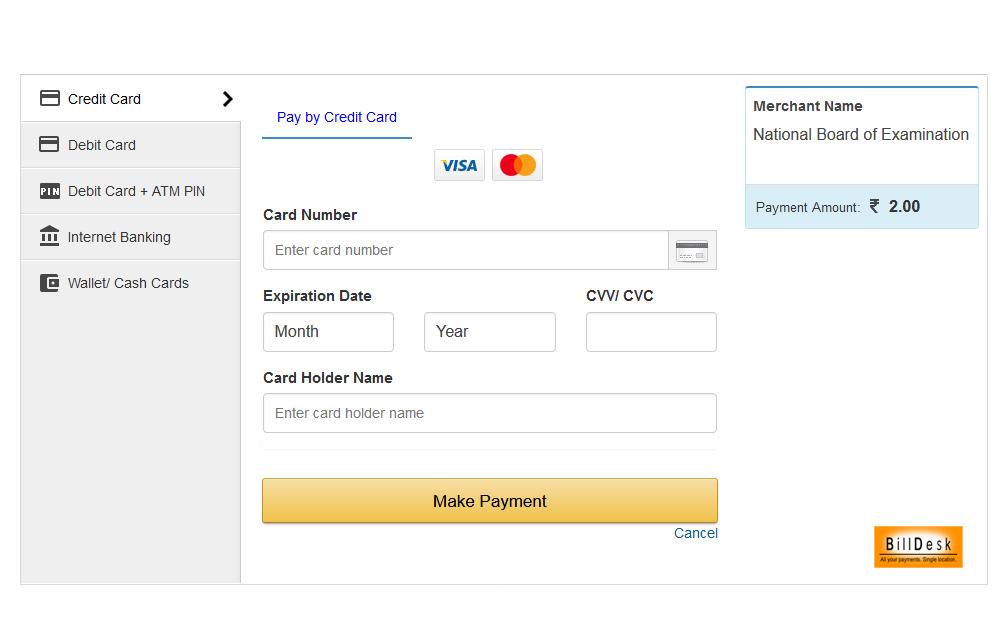 Payment Mode Step 35: Candidate has to select the payment mode. Then click on PAY NOW button.