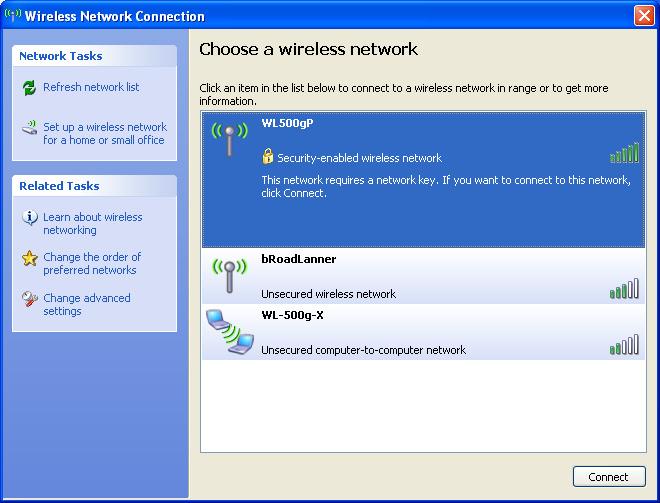 Configuring WLAN card with Windows WZC service If you use non-asus wireless card, you can set up the wireless connection
