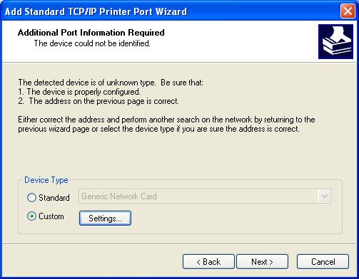 Click Next to setup TCP/IP port for accessing the network printer. 5.