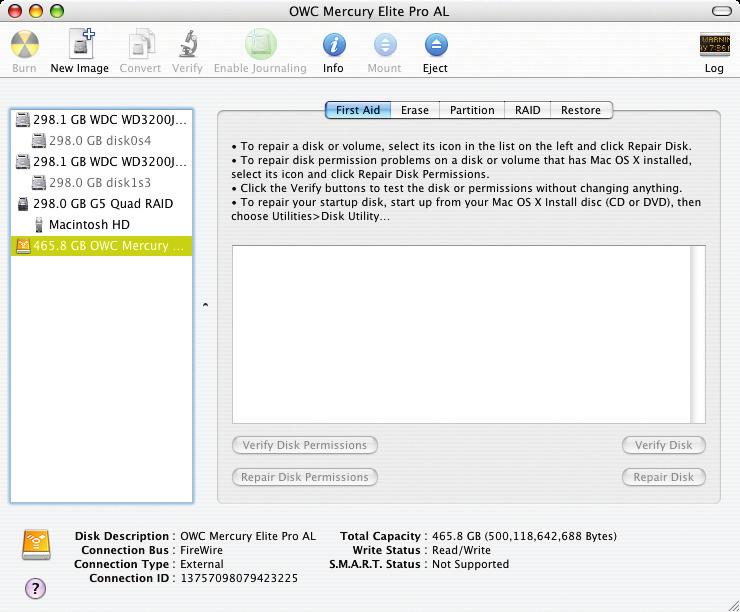 Once you ve selected the OWC Mercury drive, you ll notice the above change in the Disk Utility program.