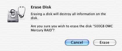 Confirm that you want to erase the volume.