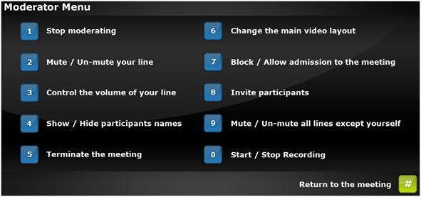 3 Moderating Conferences You can control MCU meetings using Dual Tone Multi-Frequency (DTMF) signals from your endpoint remote control or key pad.