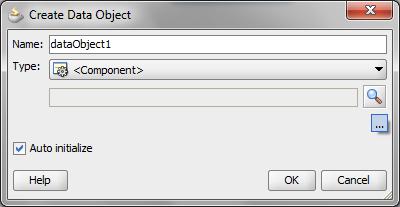 In the Create Data Object popup, enter the Name and click the ellipses button to open another window to search for complex data types.