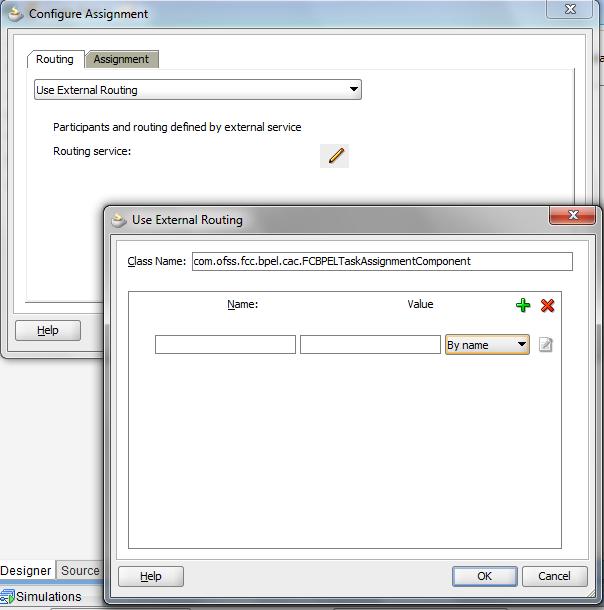 Configure Assignment window is opened, select Use External Routing from the select box and click on edit Icon, Use External Routing window will be opened, now enter the class name as (com.