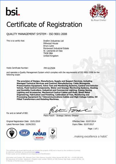 incorporating BS EN ISO 9001 along with our Health and Safety OHSAS 18001