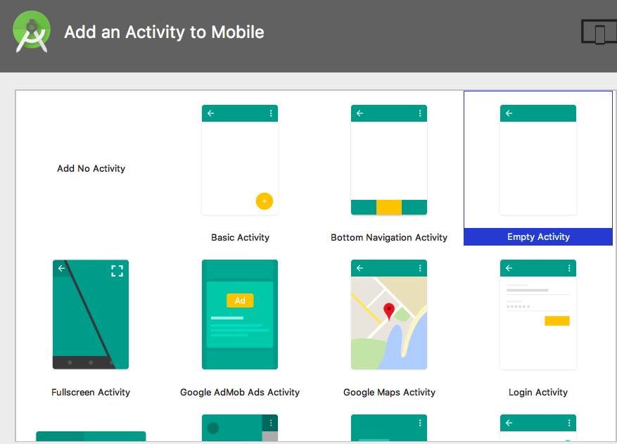Create new project - Activity templates - For