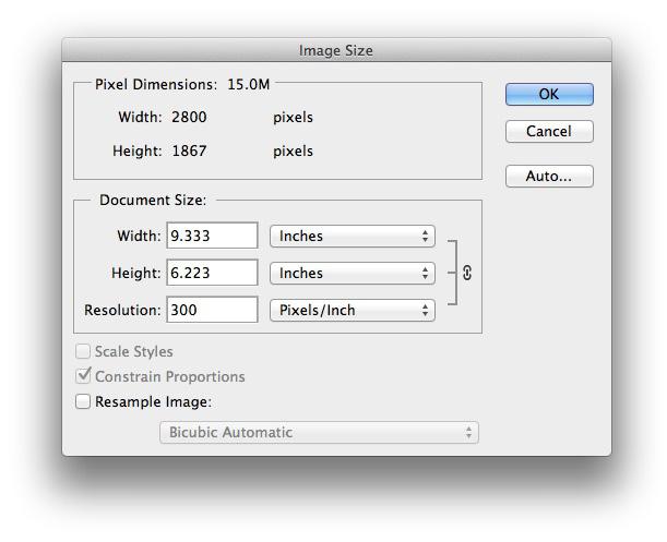 resizing images - photoshop how to resize an image to 300 ppi 1. Open image in Photoshop 2. Image > Image Size 3. Uncheck the "Resample Image" checkbox 4. Type 300 into the Resolution box 5.