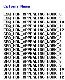 dataset_name = BPS, old_prefix = SFQ_E6_, new_prefix = SFQ_HOW_APPEALING_WORK_) *select the first three demographic variables only %MIMIC_DOUBLE_DASH(iteration_num = 1, lib_name = WORK, dataset_name