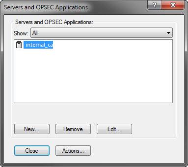 Administration The Servers and OPSEC Applications window