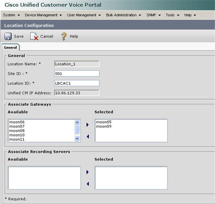 Enhanced Location Call Admission Control 4 Assign IDs. In System > Location, select a location.
