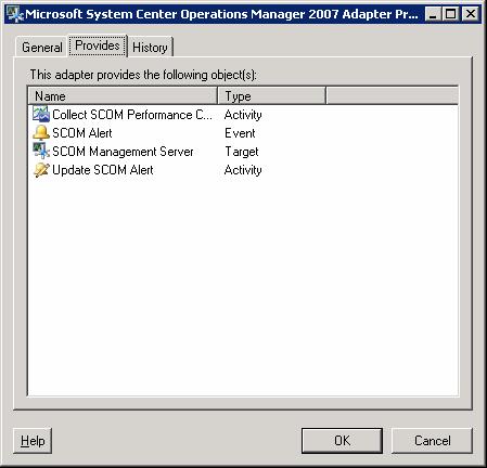 Chapter 1 Understanding SCOM 2007 Adapter Viewing SCOM 2007 Adapter-Supported Objects Viewing SCOM 2007 Adapter-Supported Objects Use the Provides tab to view the name and type of component for each