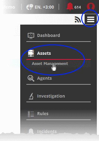 The 'Asset Management' interface displays the list of the customers on the left hand side pane and the details of the selected customer on the right hand side pane.