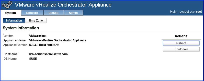 a b c In the browser address, type https://<hostname>:5480, where hostname is the IP address of the VMware vrealize Orchestrator Appliance.