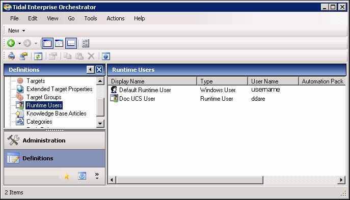 Accessing Runtime Users View Chapter 2 Managing SAP Runtime Users Accessing Runtime Users View Use the Definitions Runtime Users view to display the credentials of the runtime users and to specify
