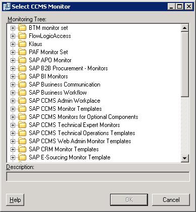 Chapter 3 Managing SAP ABAP Targets Managing SAP Targets Figure 3-34 Select CCMS Monitor Step 3 On the Select CCMS Monitor dialog box, click the MTE in the list and click OK to add it to the list of