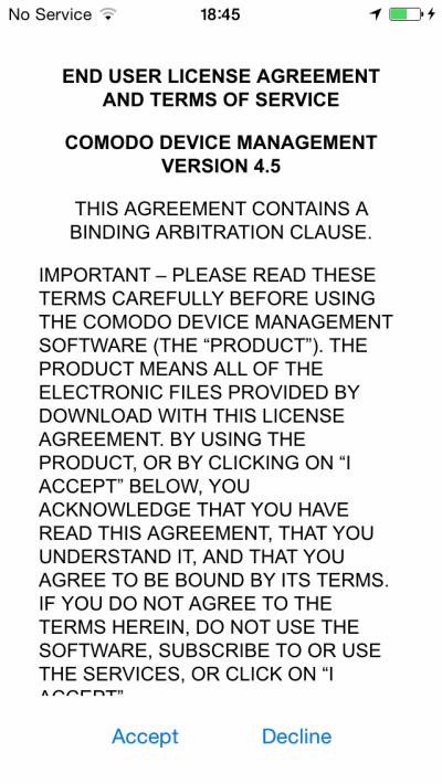 Read the End User License Agreement fully and tap