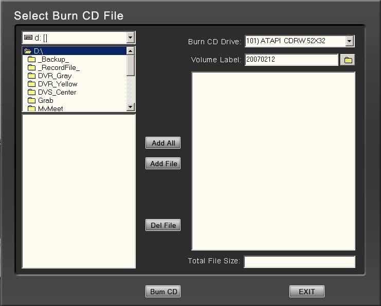 1 4 2 3 Figure 3-9 Area 1: File directory. Area 2: File list. Area 3: The File directory and list will be burned to CD. Icon 4: Creates a new directory in area 4.
